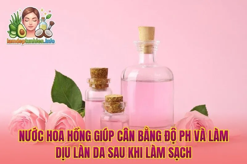 Nước hoa hồng giúp cân bằng độ pH và làm dịu làn da sau khi làm sạch