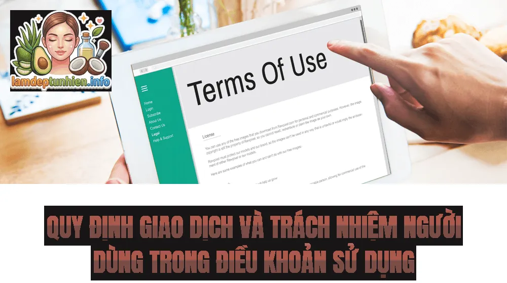 Quy định giao dịch và trách nhiệm người dùng trong điều khoản sử dụng